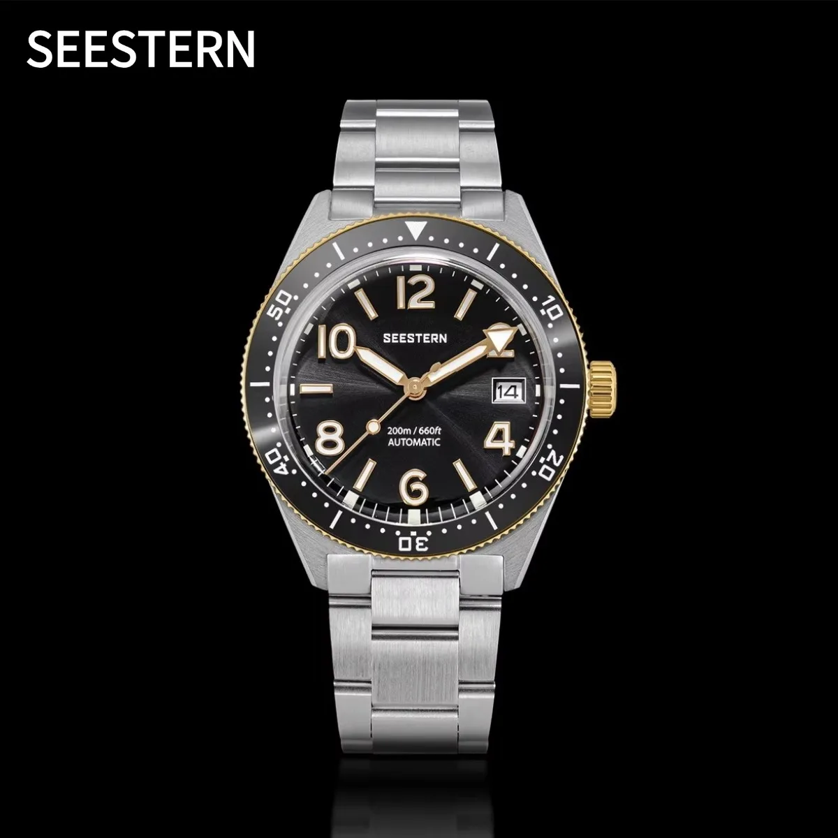 SEESTERN Diver Mens Watch Automatic Japan NH35A Movement 200M Waterproof Mechanical Wristwatches Luminous Domed Crystal S434 New