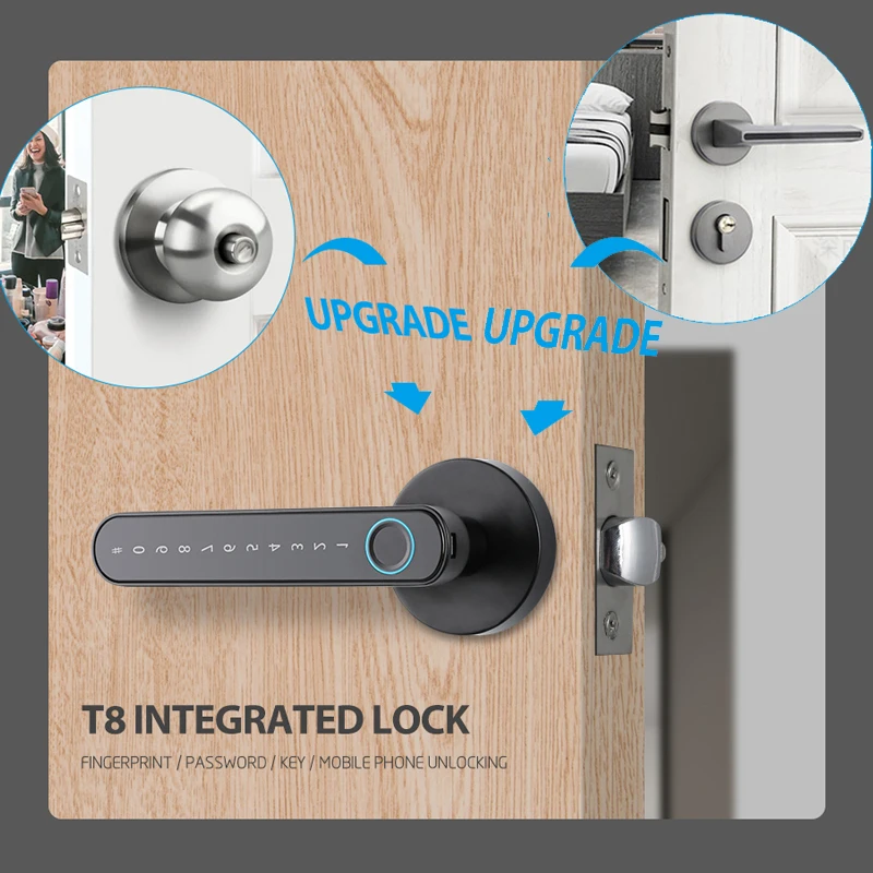 KingKu Biometric Smart Lock Fingerprint Password Electric Digital Lock Tuya Zinc Alloy Keyless Security Door Handle for Home