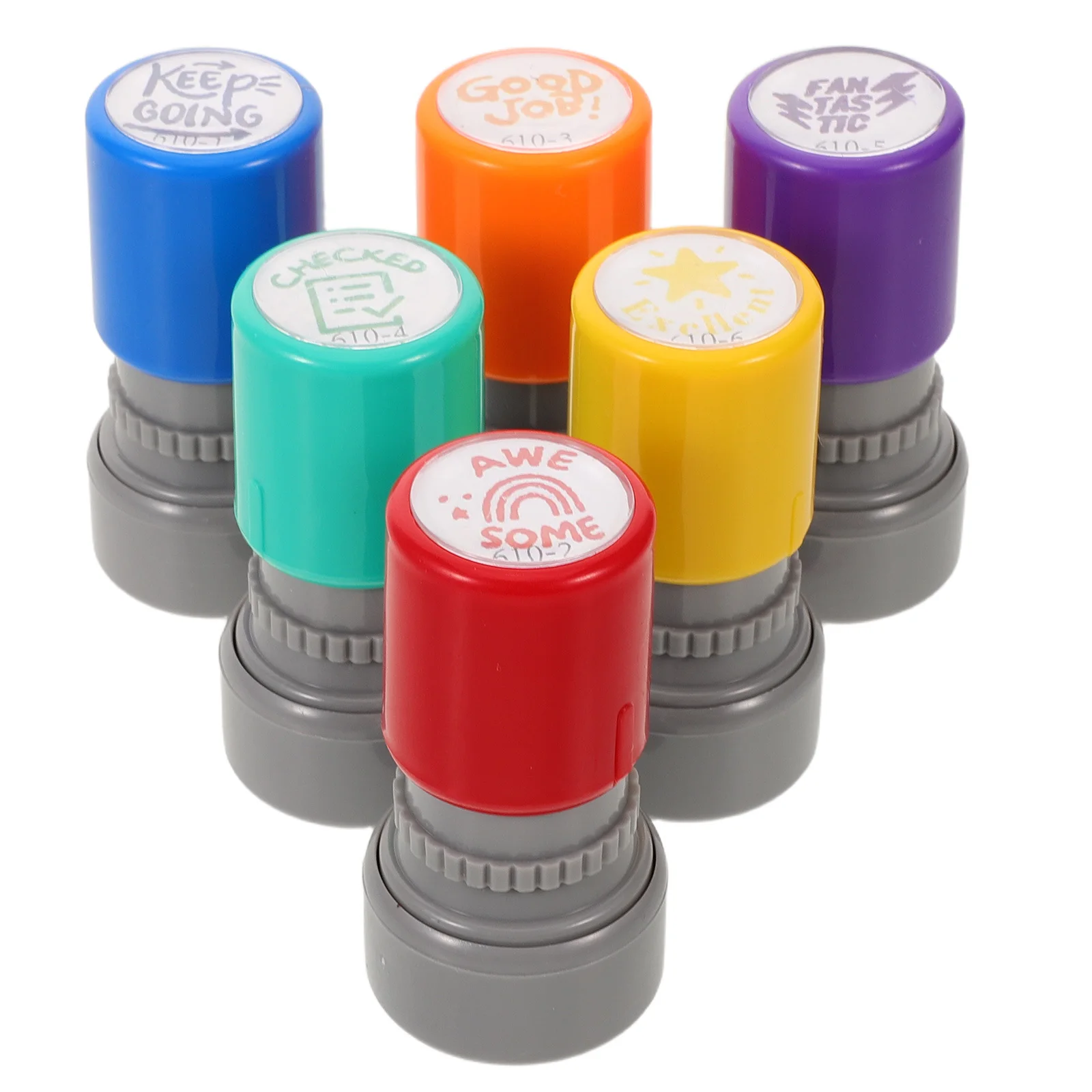 

6Pcs Self-Inking Teacher Stamps for Classroom Grading Motivational Seals Kids Homework Feedback Rewards Cute Patterns