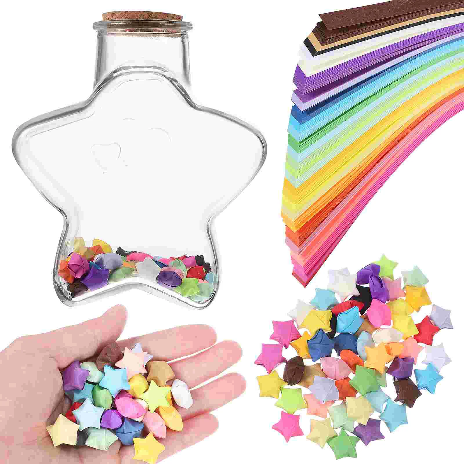 

540 Sheets Wishing Star Origami Bottle Birthday Confession Gift Girl Room Decoration Decorations Paper Strips The Glass Student
