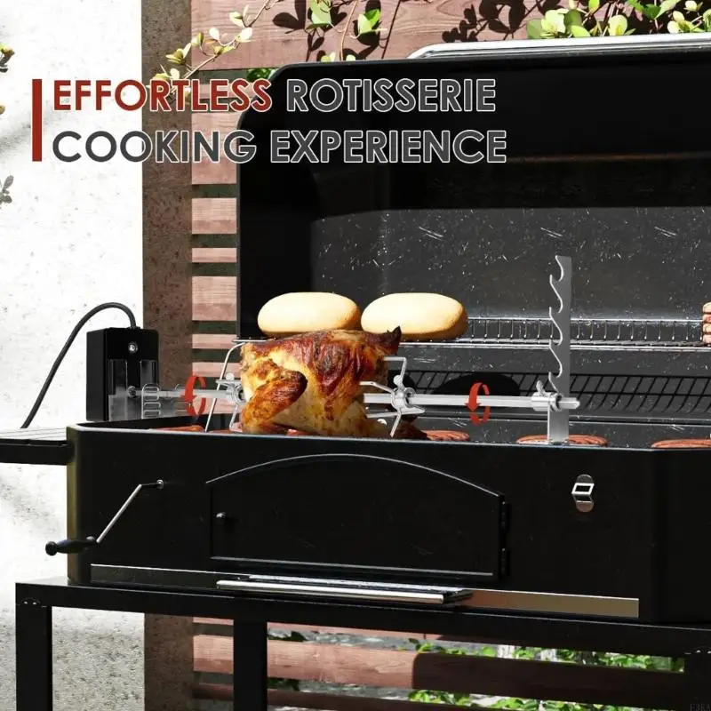 Universally Rotisserie Set Suitable for Gas Electric Grills Includes Spit Rod Forks Brackets for Perfect Roasts