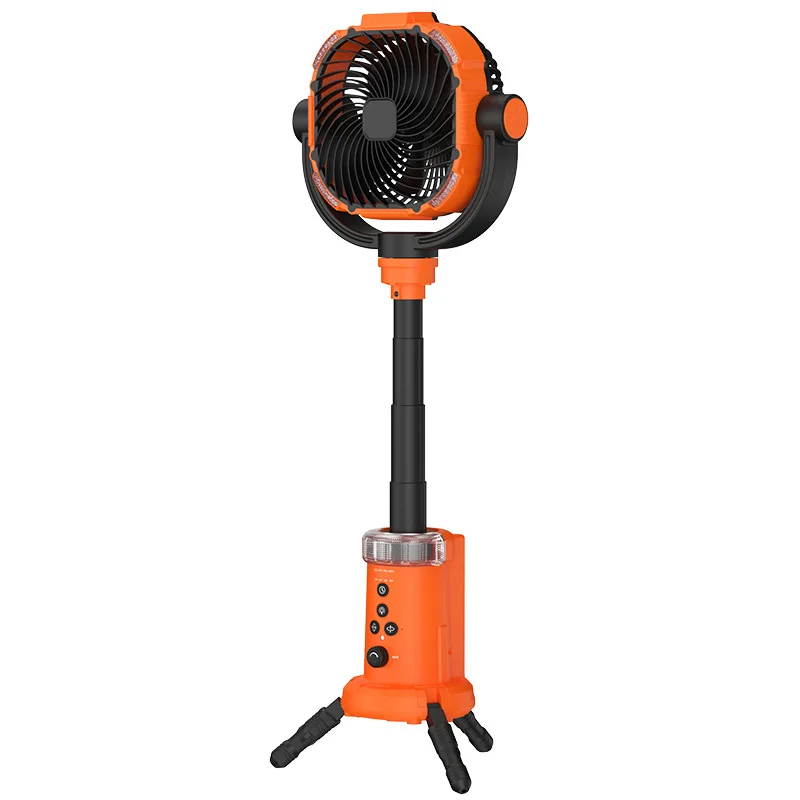 2024 New Outdoor Fan Light with Large Capacity and Powerful Lighting Fan, Shakeable Head, Portable Camping Large Fan