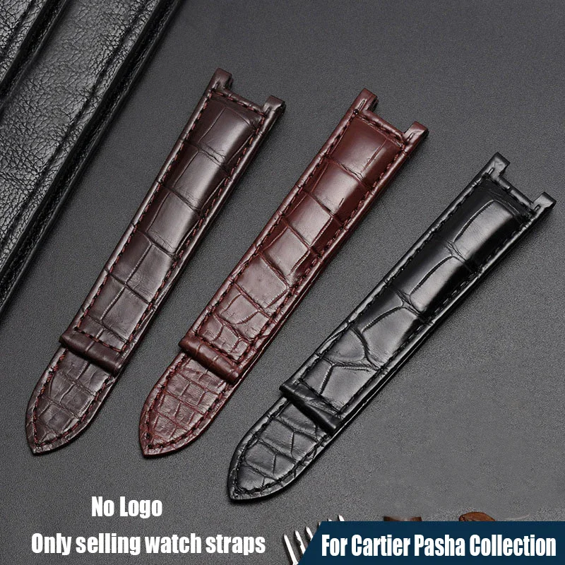 

For Cartier PASHA Crocodile Leather Watchband Concave Mouth 16×9mm 18×10mm 20×12mm Calfskin Strap For Men's and women's Bracelet