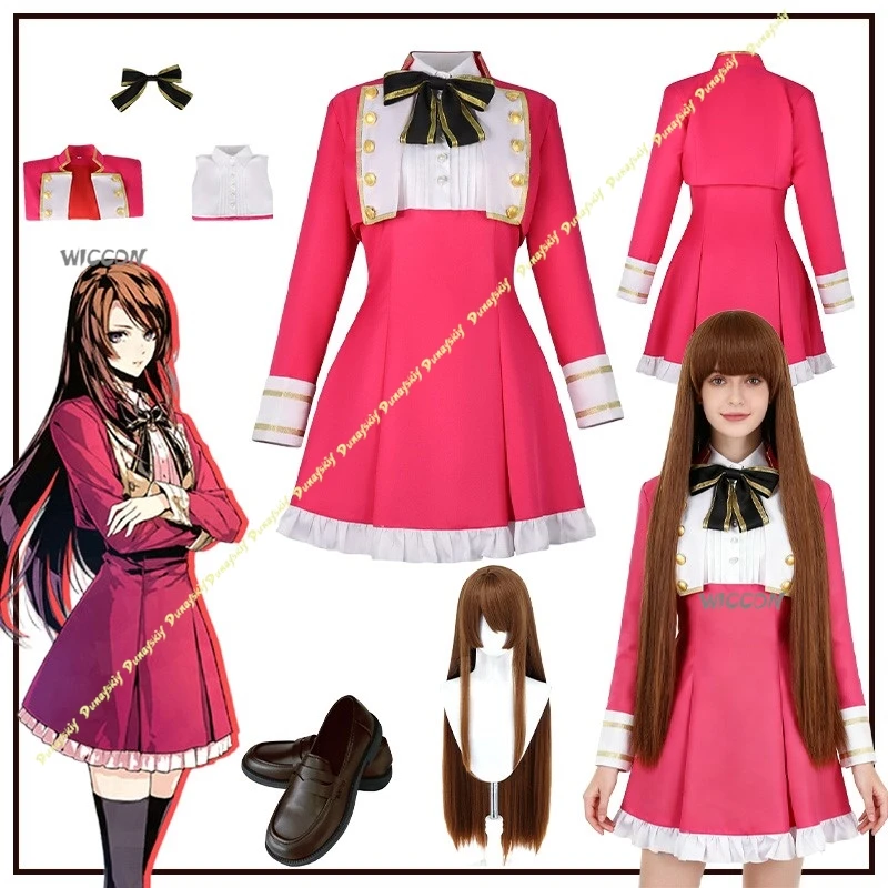 

Cosplay Costumes Anime Variable Girls Dress Red Skirt Wig Shoes Women Party Hibari Kyoya Clothe Game Daily Christmas Halloween