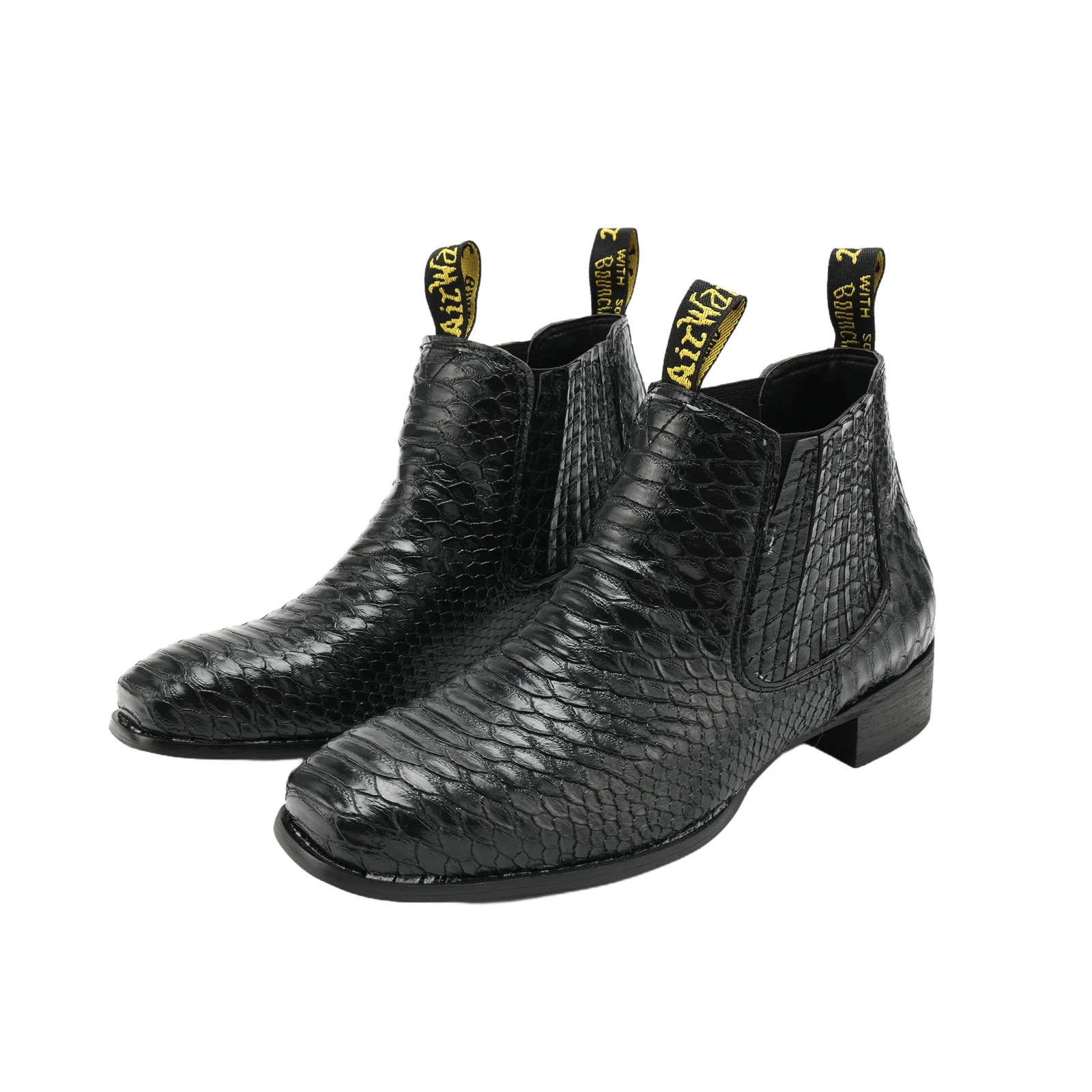Plus Size Men's Crocodile Chelsea Boots, Vintage Medieval Court Short Boots, European Retro Stage Halloween Cosplay Shoes