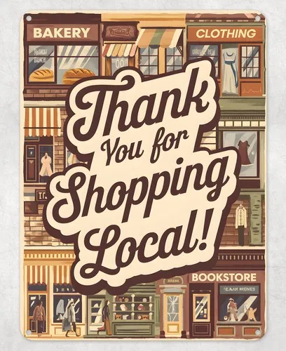 Thank You Shopping Local Metal Poster Wall Tin Sign Man Cave Shed Home Plaque --Tin Sign