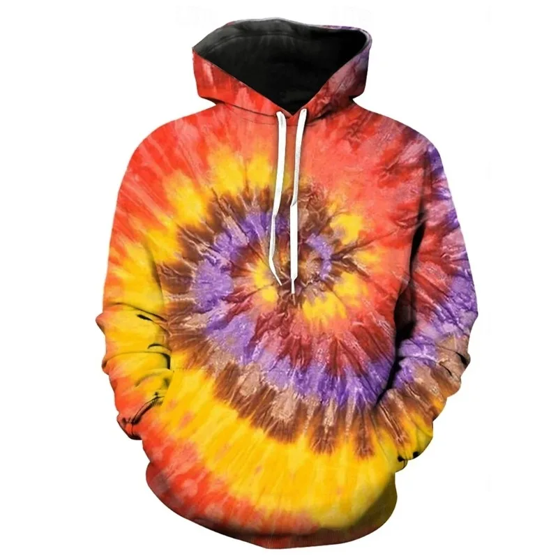 2025 جديد ثلاثية الأبعاد مطبوعة الخريف التعادل صبغ نمط الرجال والنساء المتضخم ملابس رياضية ملونة Harajuku Y2K البلوز عادية