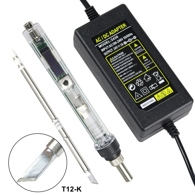 Zestaw lutownicy elektrycznej T12 DC 12-24V 72W regulowana temperatura Mini cyfrowa stacja lutownicza OLED spawalnicza narzędzia nie SH72