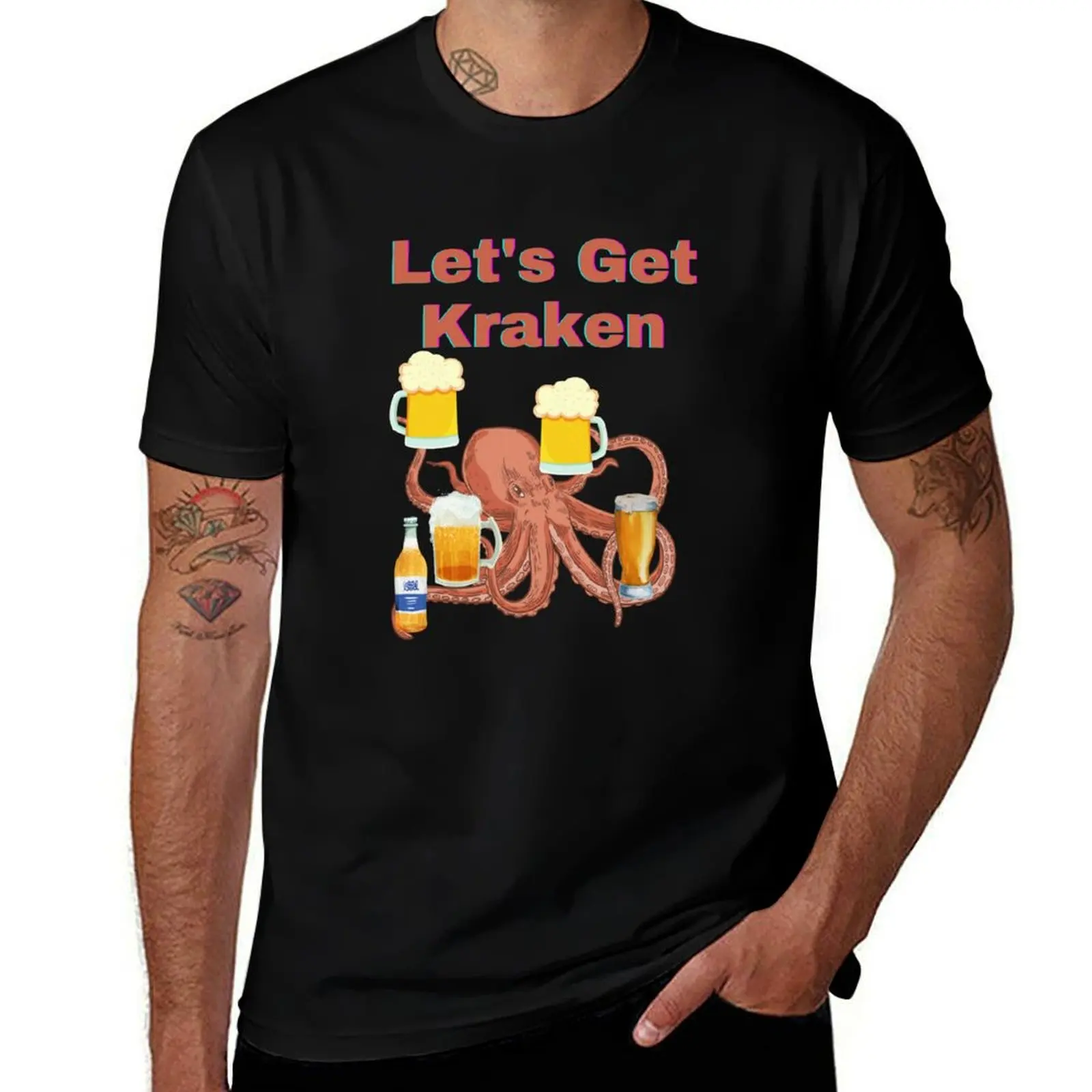 

Let's Get Kraken with Beer T-Shirt cotton t shirts high quality essential t shirt man t shirts graphic T-Shirt