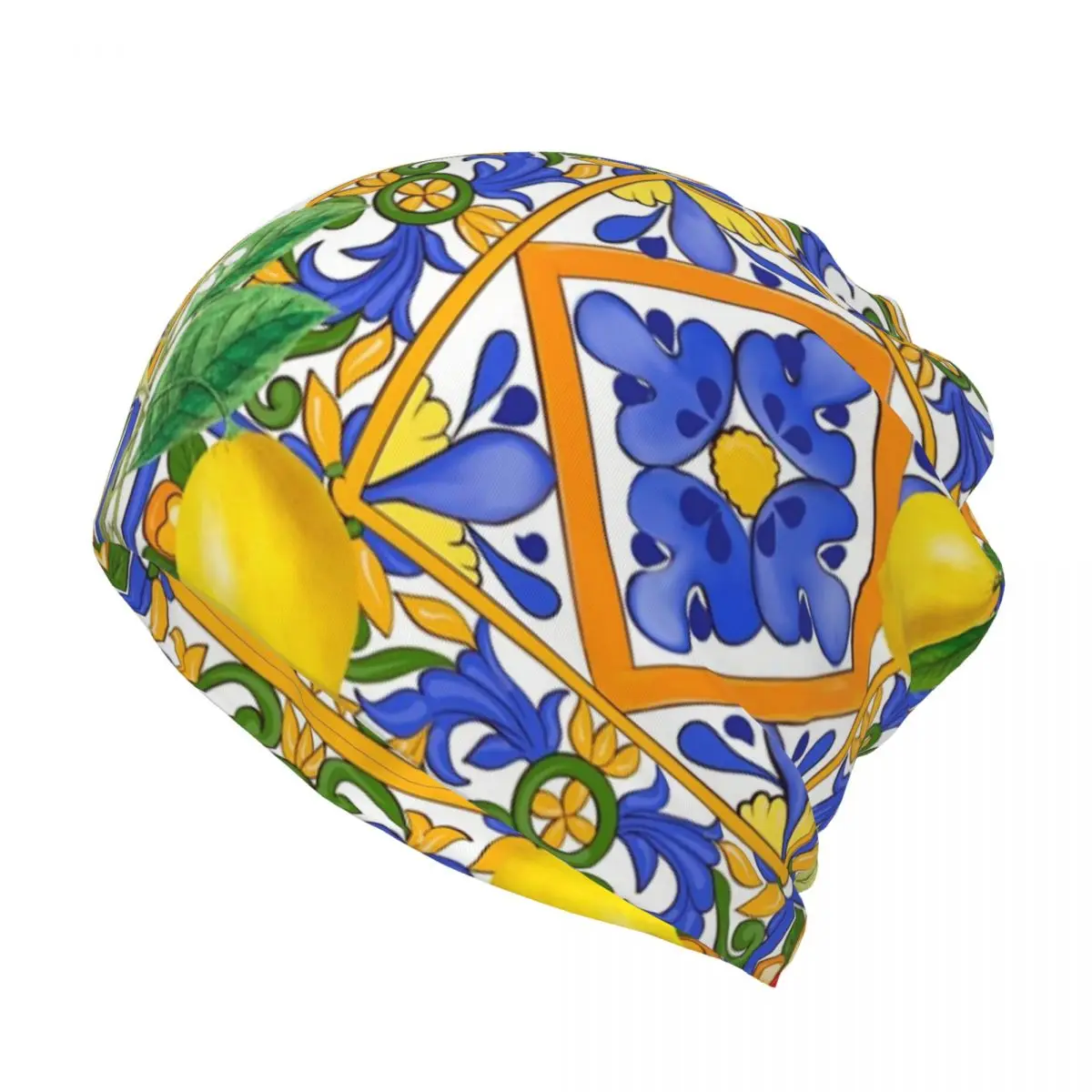 Custom Summer Lemons Citrus Sicilian Tiles Bandana Neck Gaiter for Running Wrap Scarf Balaclava Warmer Skullies Beanies Caps