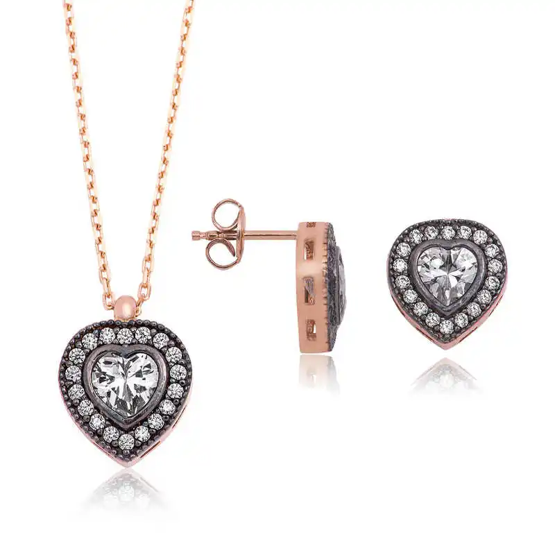 Silver Diamond Montur Heart Women 'S Set