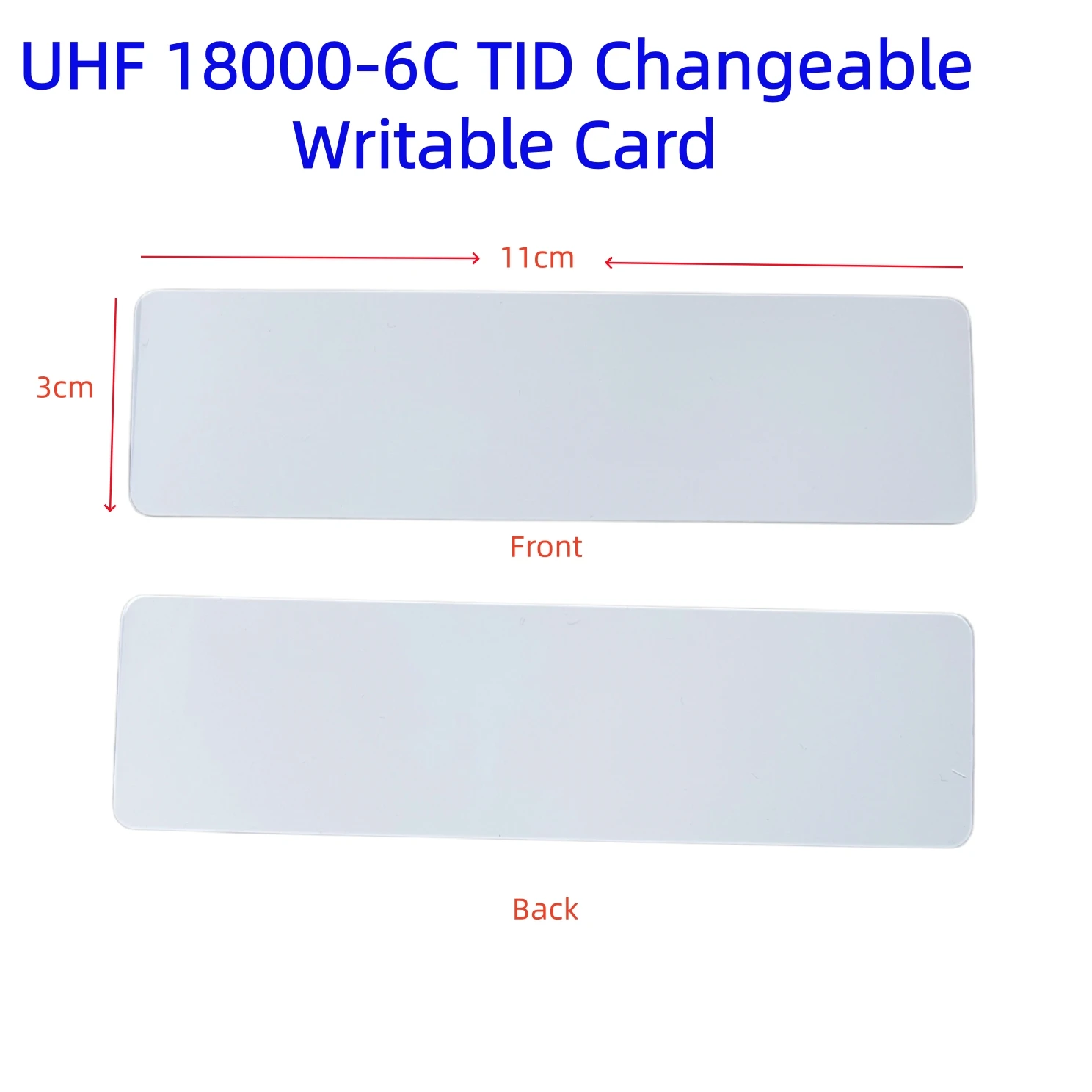 UHF ISO18000-6C TID Changeable Card  EPC Writable Modifiable Rewritable Alterable Smart Card 11*3cm