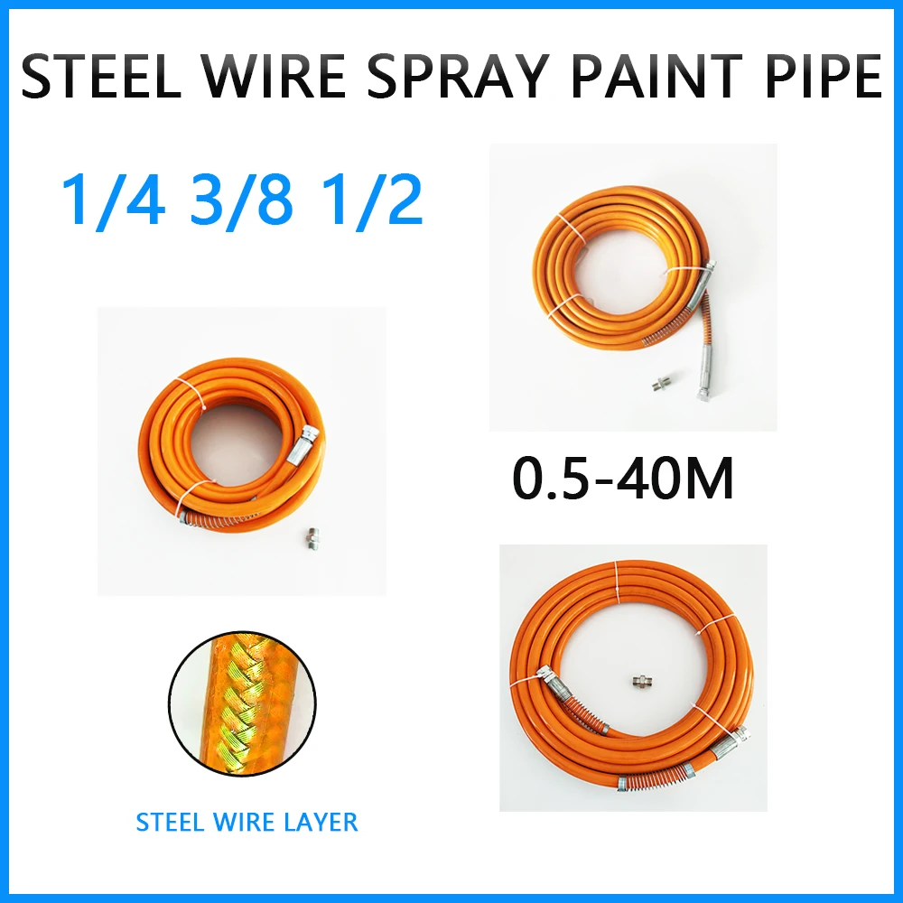 

Orange 1/4 3/8 1/2 Steel Wire Pipe Explosion-Proof Flexible High-Pressure Airless Spray Paint Pipe Universal Spraying Machine