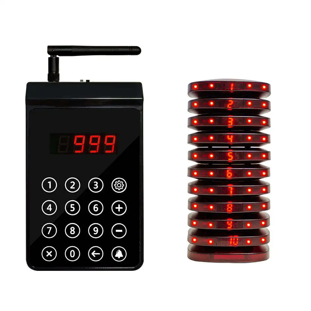 10 Pcs Coaster Pagers Wireless Calling System Queue Management Watch Receiver for Restaurant Cafe Hospital