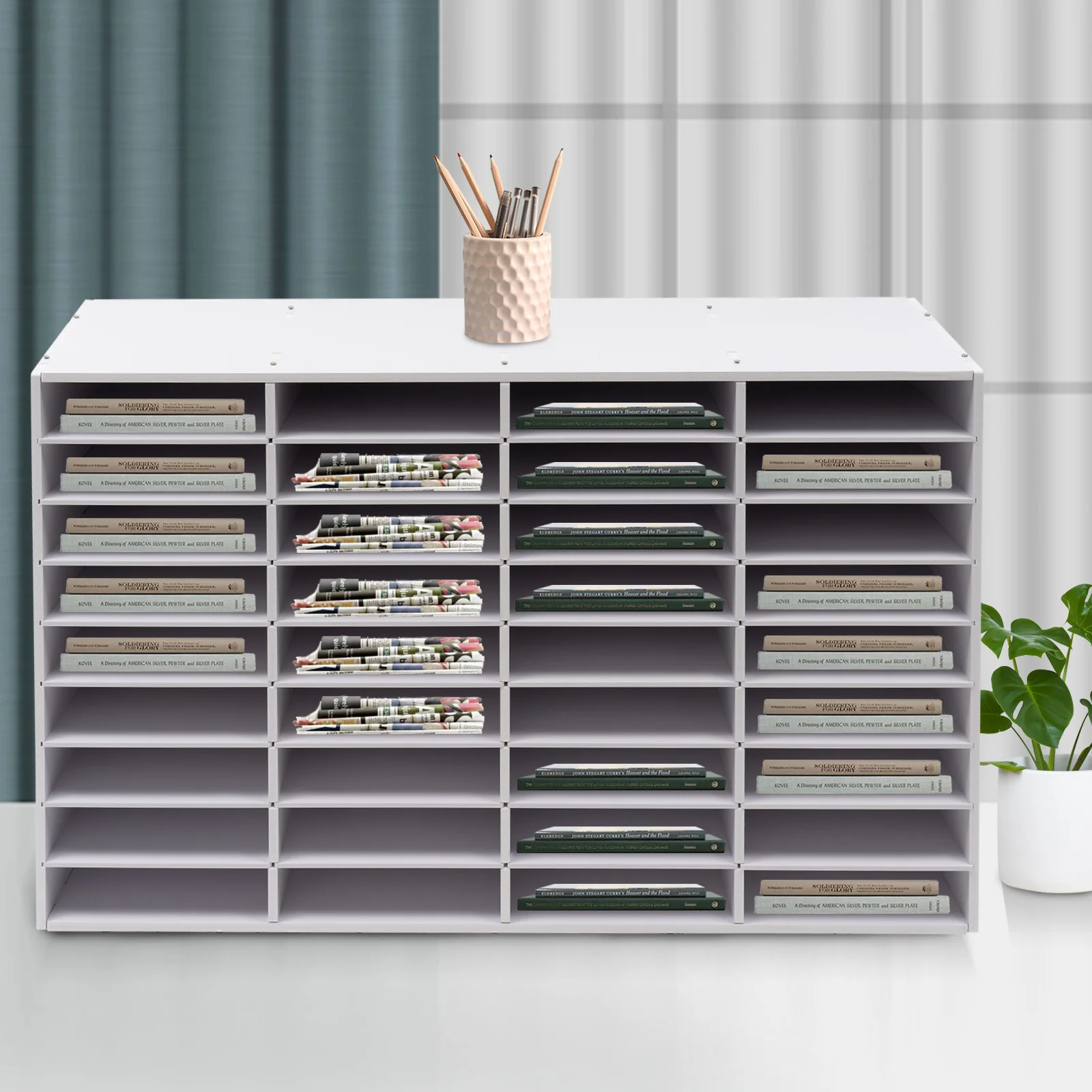 

1 Board Desktop File Holder - Office Mailbox for Office Desktop - 36 Compartments 176 lbs Load-Bearing Sturdy Durable