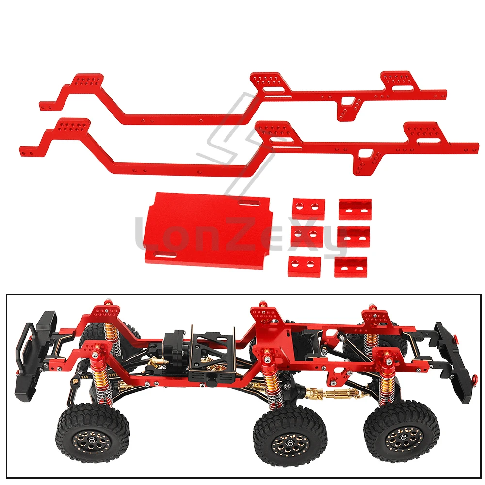 Aluminum Alloy Chassis Girder Rail Side Set or Brass Middle Axle for 1/18 RC TRX-4m TRX4m to be 6X6 Car Frame DIY Upgrade Parts