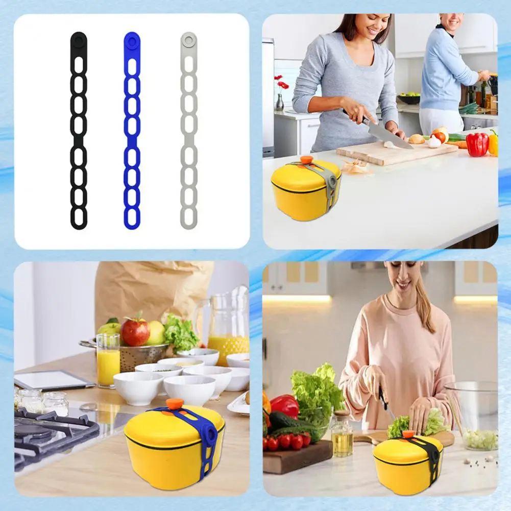 

Многоразовый для легкого разтягивания контейнерный ремень Универсальные силиконовые ремни для крышек Набор защелок для крышек для герметичных кастрюль, сковородок, посуды