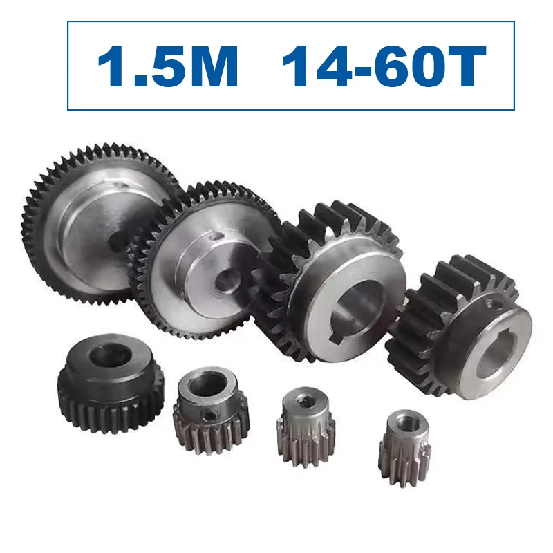 1Pcs 1.5M Hole 10mm 45# Steel Convex Gear 14-60 Teeth Pitch 4.71mm Surface Quenched Spur Gear Keyway 4mm Precision Transmission
