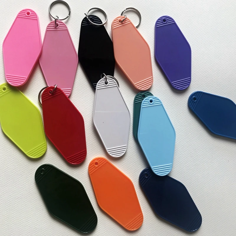 Blank DIY Custom Logo ABS Plastics Hotel Motel Movie Key Chains Tag Pendant Keychain Keyring Cafe Mail Box Gifts