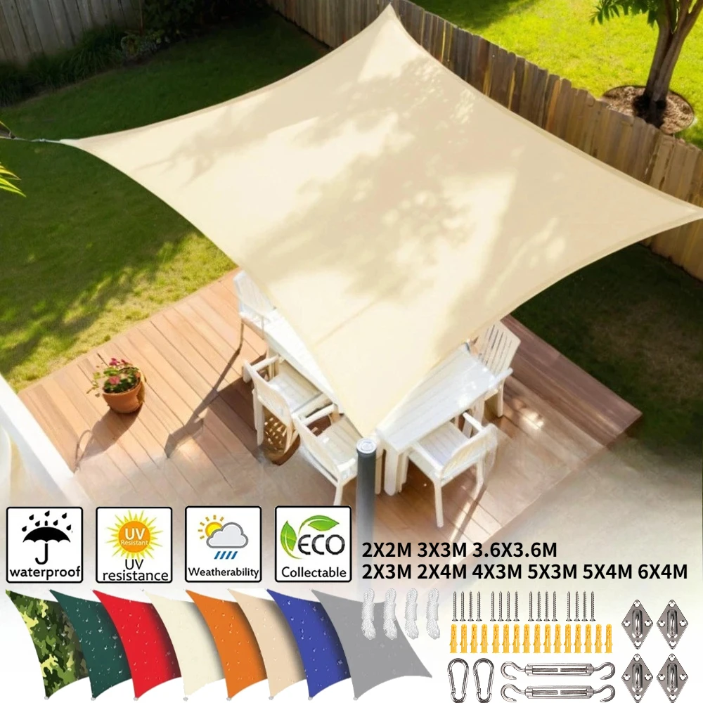 Waterproof Sun Shade Sail Canopy Rectangle UV Block Sun Shelter For Outdoor Garden Patio Backyard Terraza Awning Privacy Screen