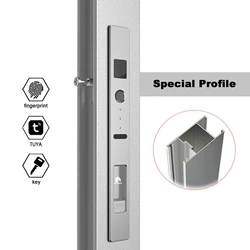 WINFREE Sliding Door Smart Lock Tuya Bluetooth Control Fingerprint Lock Keyless Entry Lock for Home Garden Wooden Aluminum Door