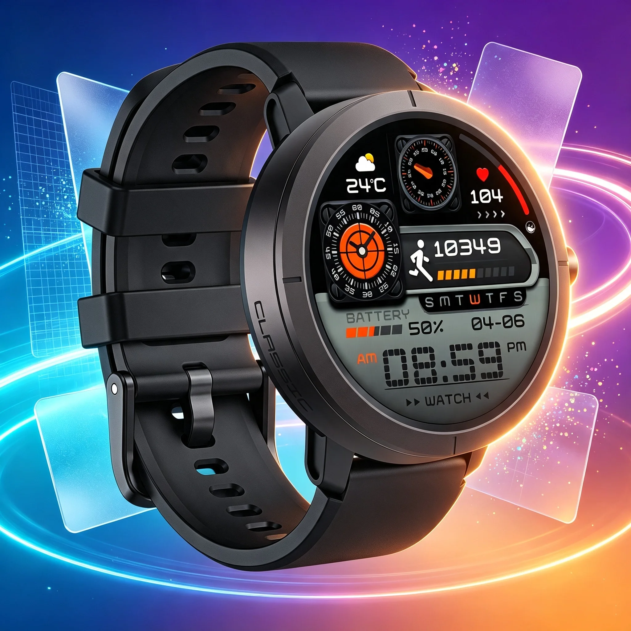 1.32 Inch AMOLED Smart Watch with GPS GLONASS BDS Galileo NAVIC QZSS Barometer Compass Altitude - Men's Outdoor Smartwatch