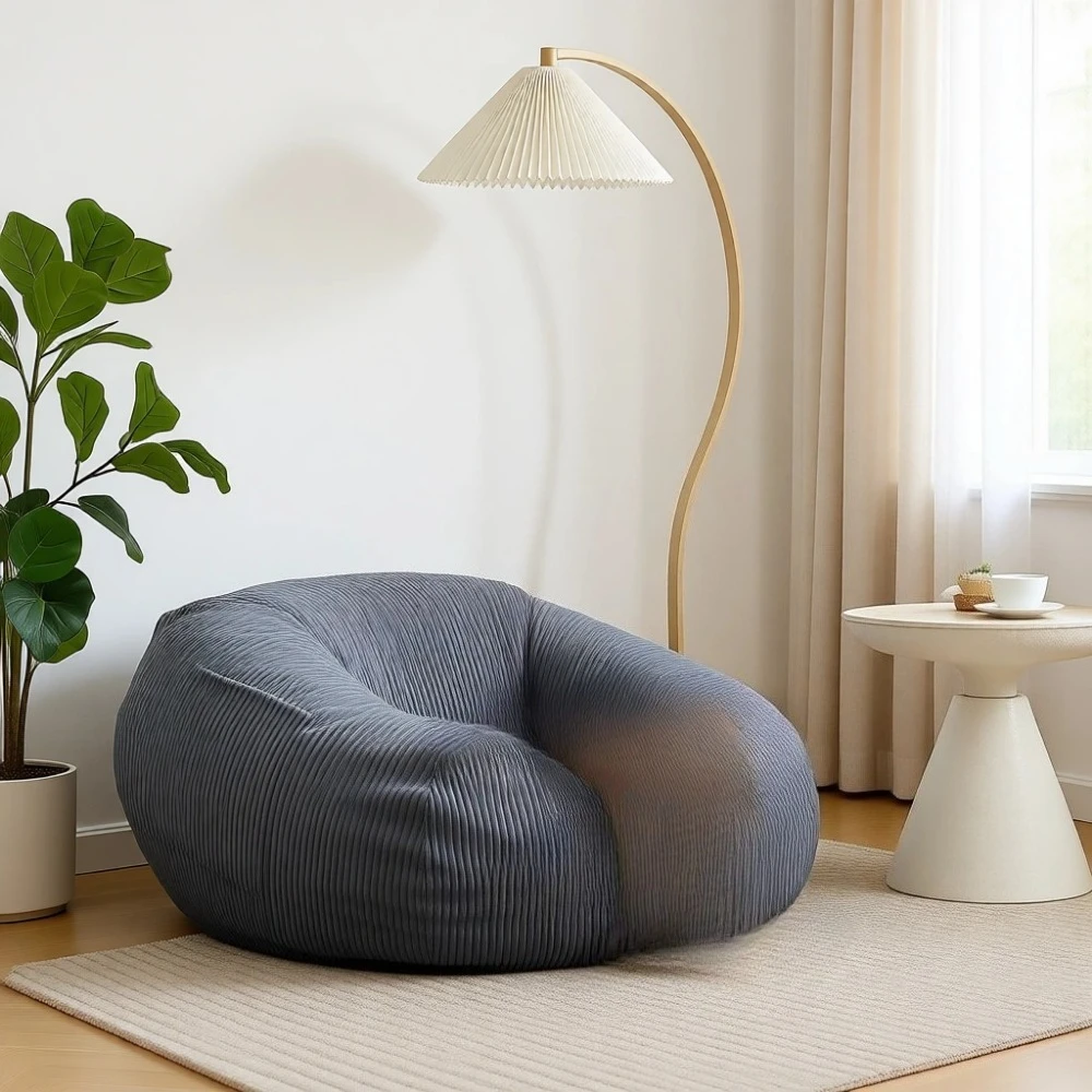 

Маленькое вельветовое кресло-мешок с наполнителем из пены с эффектом памяти, мягкое напольное сиденье для детей и подростков, для гостиной и спальни, серое, 2,5 фута