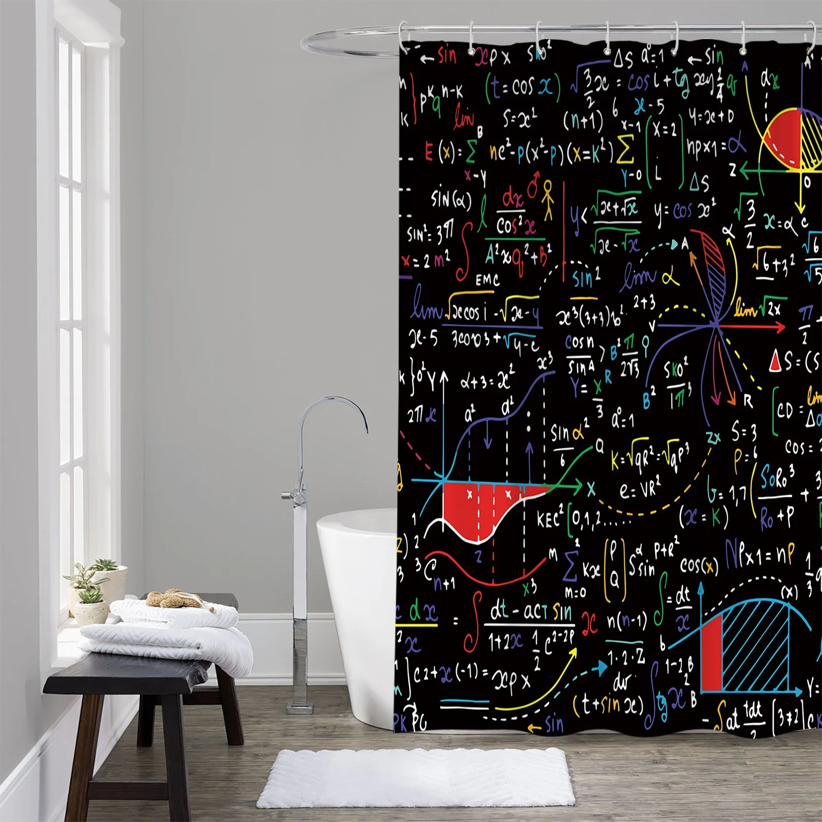 Mathematics Formula Chart Shower Curtains Waterproof Bath Curtains Home Decor Modern Luxury Bathroom Curtain