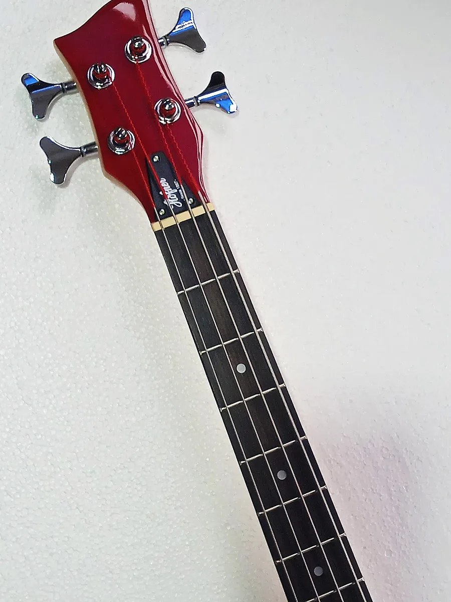 Electric Bass Glossy Red Left-handed 4 String Hofner short Bass Mini Travel Guitar