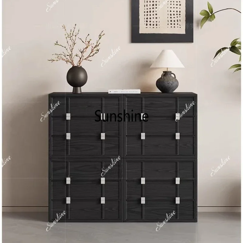 

French retro solid wood chest living room small apartment multi-functional medieval floor cabinetTJ