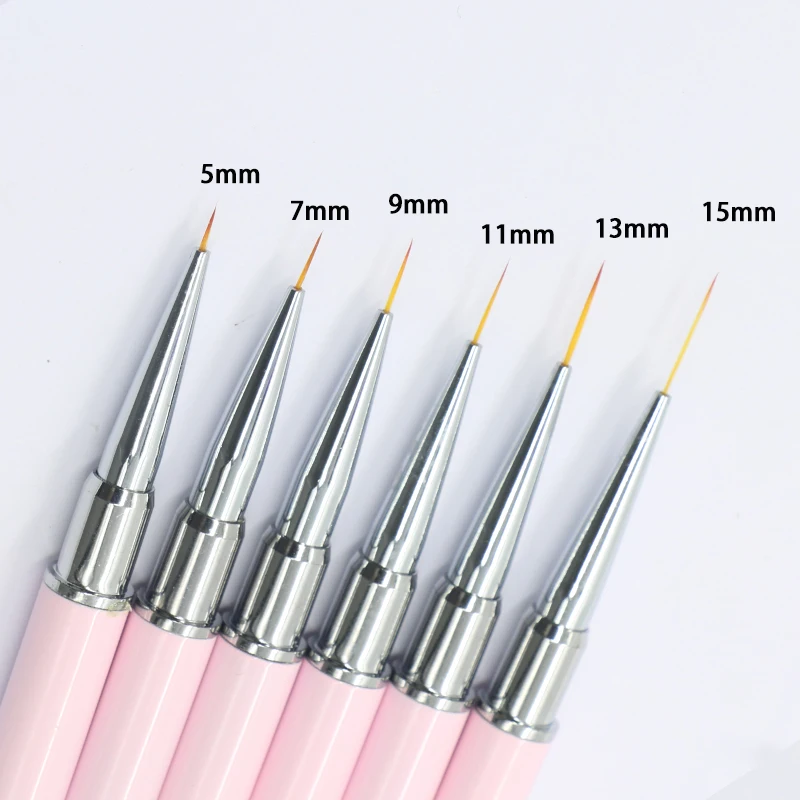 Professional Nail Art Brushes Nail Line Brush Pink UV Gel Painting Pen Carved Nail Art Liner 3D Rhinestones Brush for Manicure