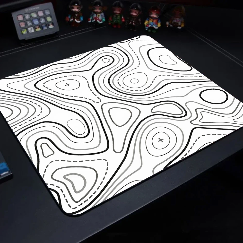 45x40CM Black White Texture Keyboard Pad Mouse Gaming Pc Accessories Rubber Mousepad Gamer Deskmat Topographic Mause Pads