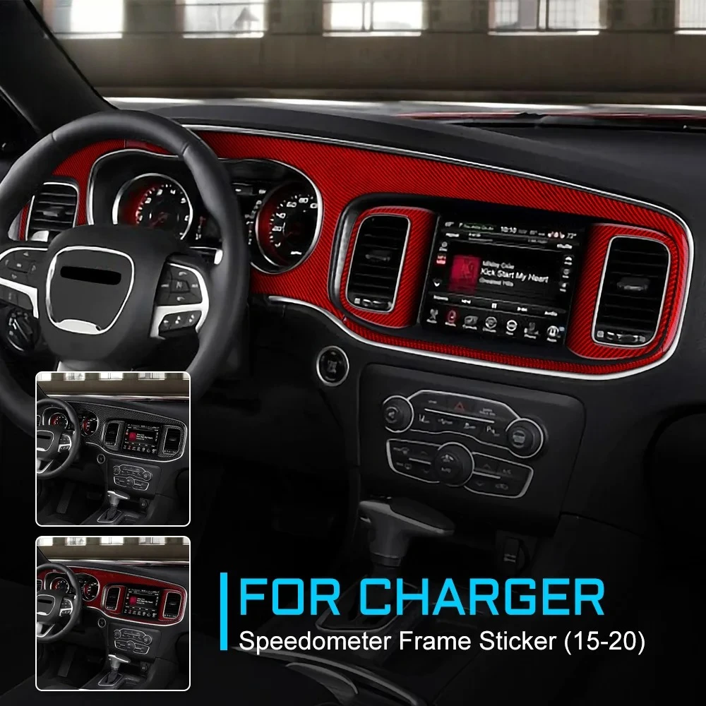 

Real Carbon Fiber Interior Trim For Dodge Charger 2015-2018-2020-2023 Dashboard Speedometer Frame Cover Decal Accessories