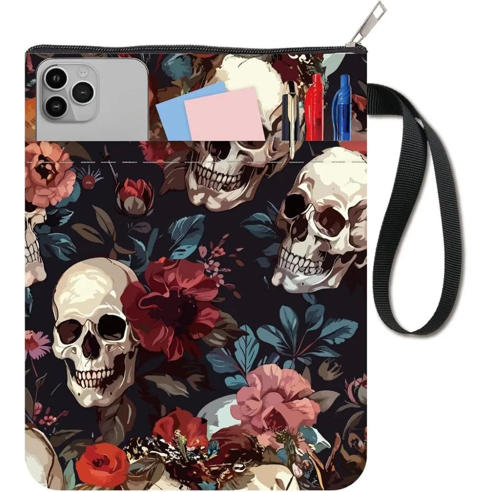 Book Covers Flower Book Protector Gothic Book Sleeve for Paperbacks Washable Fabric Cloth Book Cover with Zipper and Pocket