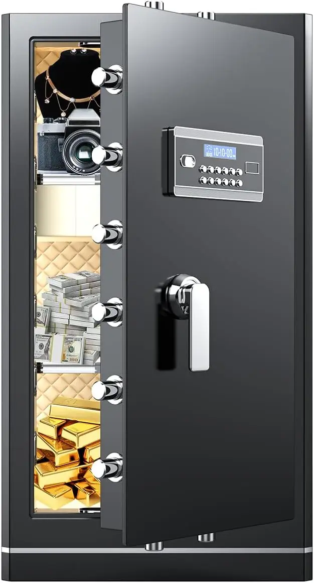 [2024 New ]Extra Large Home Safe, Fireproof Waterproof Safe, Heavy Duty Digital Security Safe with Fireproof Pocket, Built-In Dr