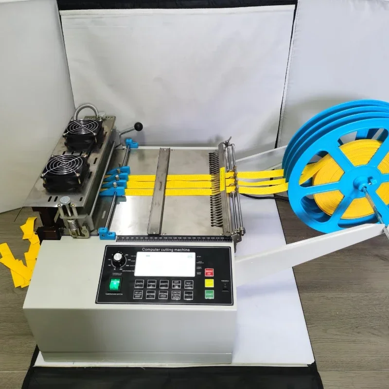 320T computer automatic cold and hot  Cloth belt cutting machine, magic adhesive tape zipper webbing elastic belt  cutter