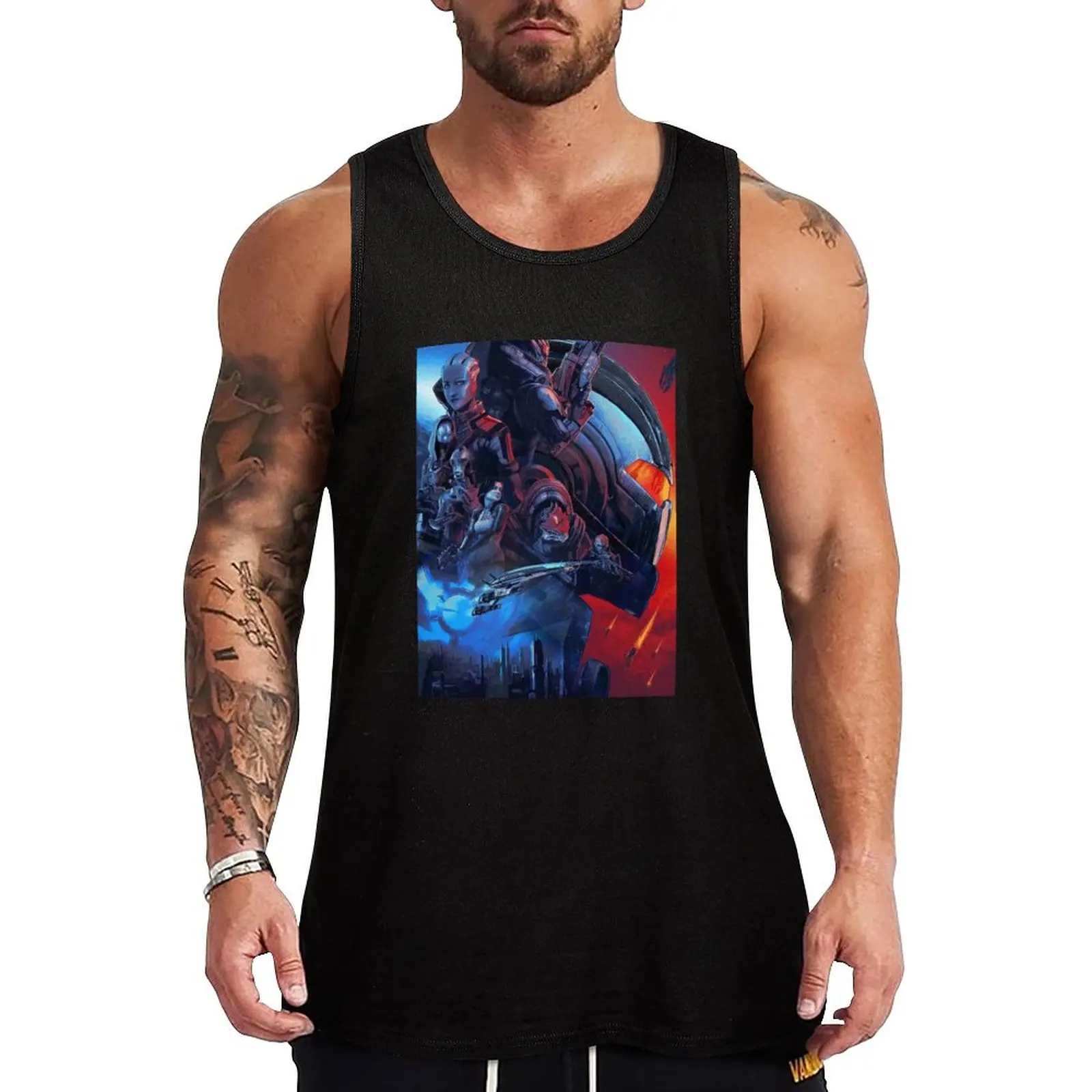 

Mass Effect Tank Top Men's gym t-shirt bodybuilding for men vest men