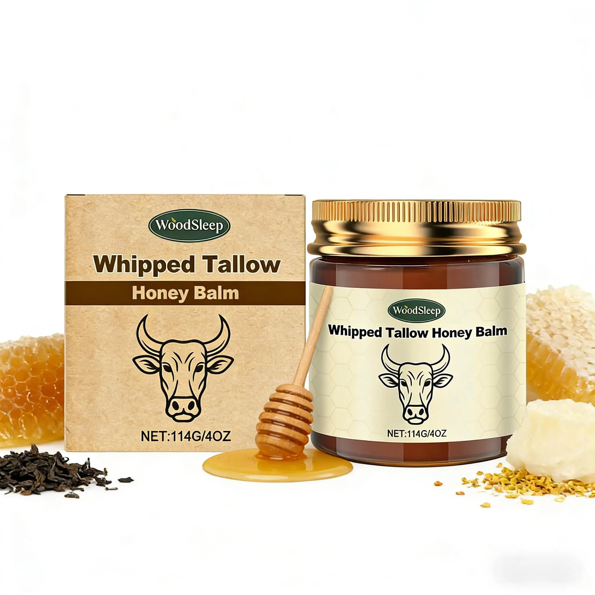 Tallow Honey Balm Deep Repair Dry Skin Lasting Moisturizing Soothing Fade Fine Lines Enhance Skin Elasticity Brightening Cream