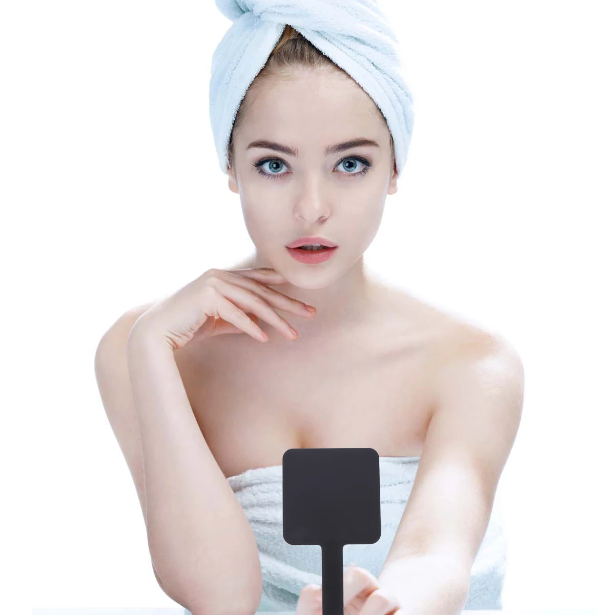 Ręczne lusterko do makijażu 90x160mm czarne przenośne lusterko kompaktowe z przezroczystą powierzchnią idealny prezent dla kobiet