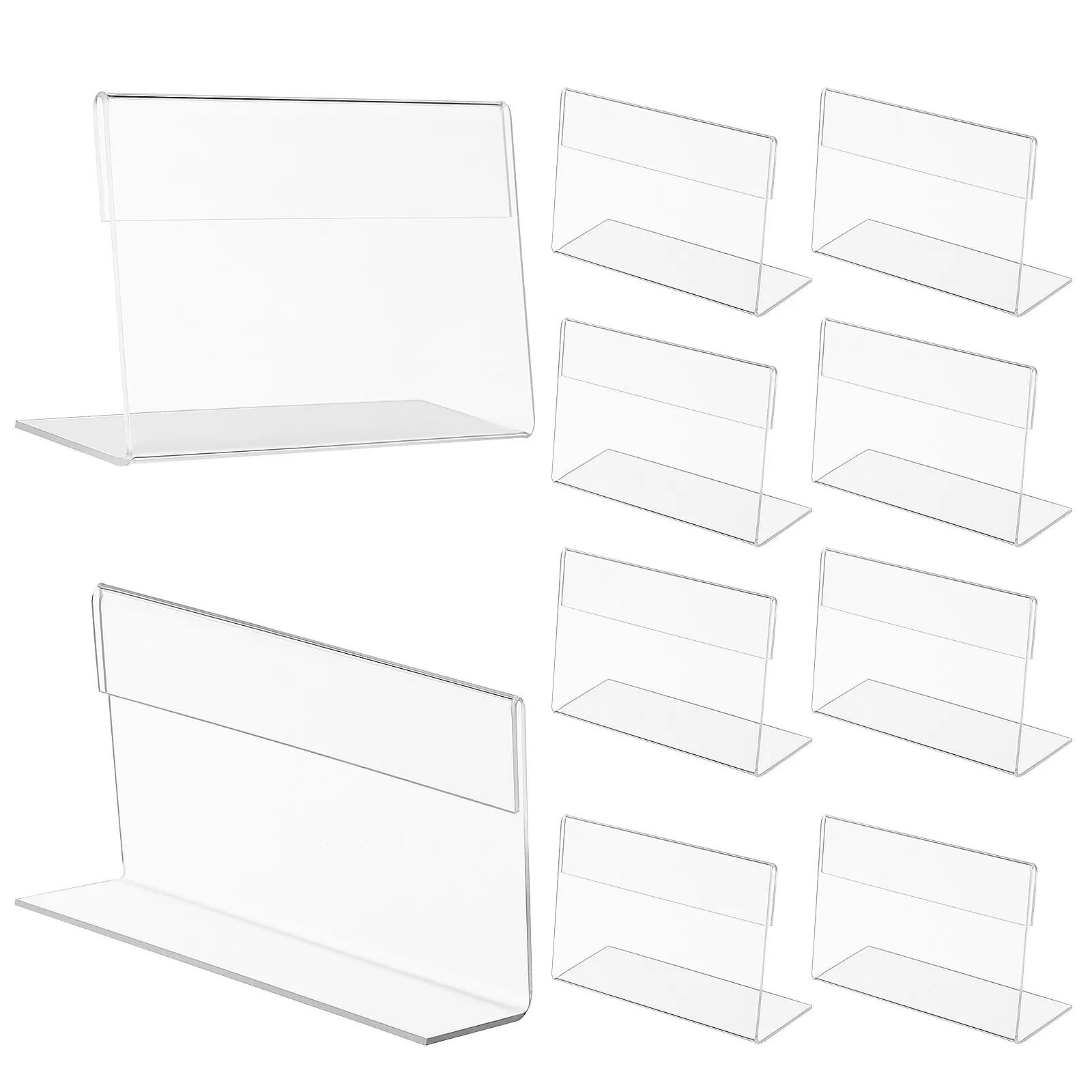 20Pcs Acrylic Price Sign Holders Transparent Small L-Shaped Acrylic Label Holders for Retail Buffet Food Signs Table Display
