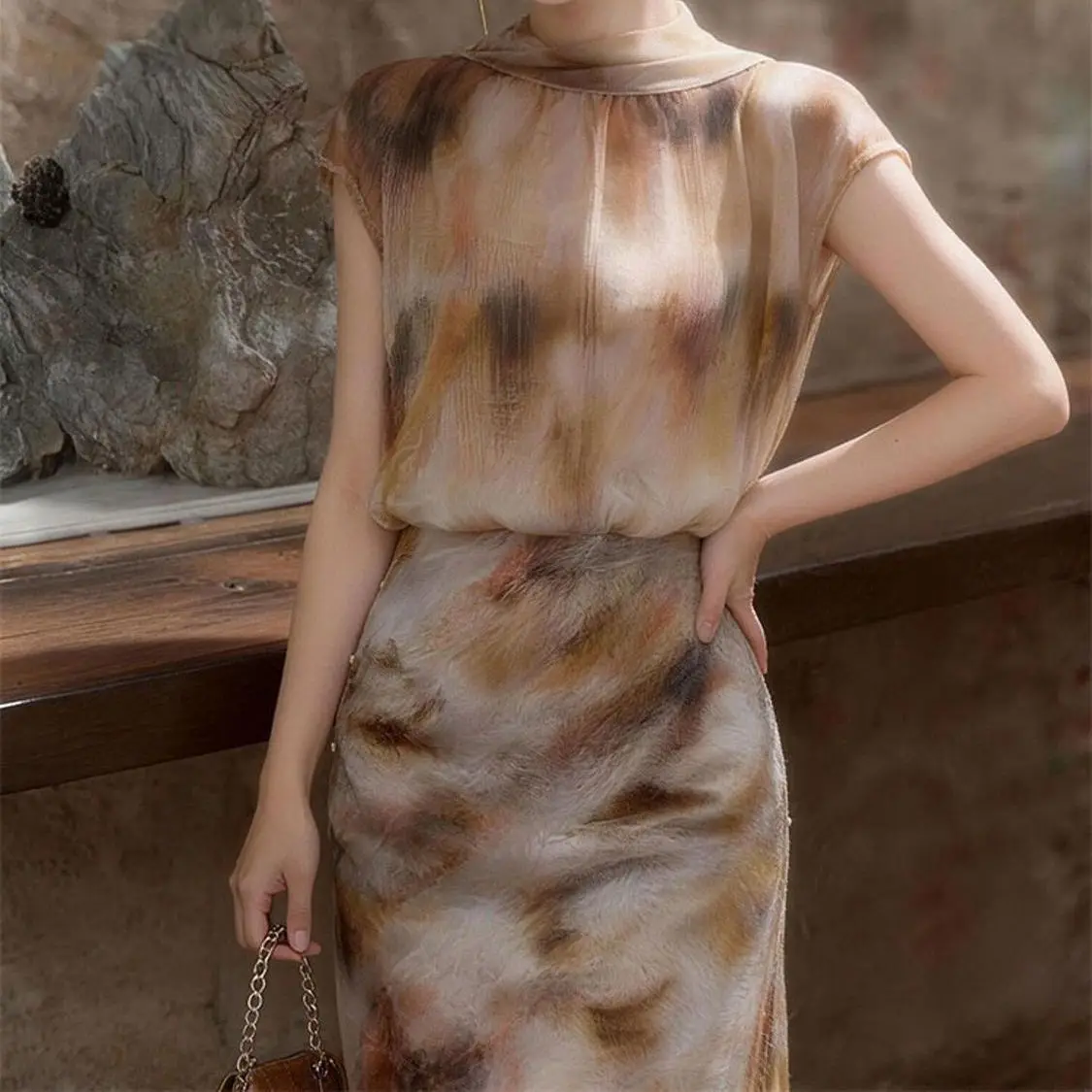 Retro Print Blending Set For Women, 2026 Summer Stunning Outfit, Unique Design Sense Two-Piece Set
