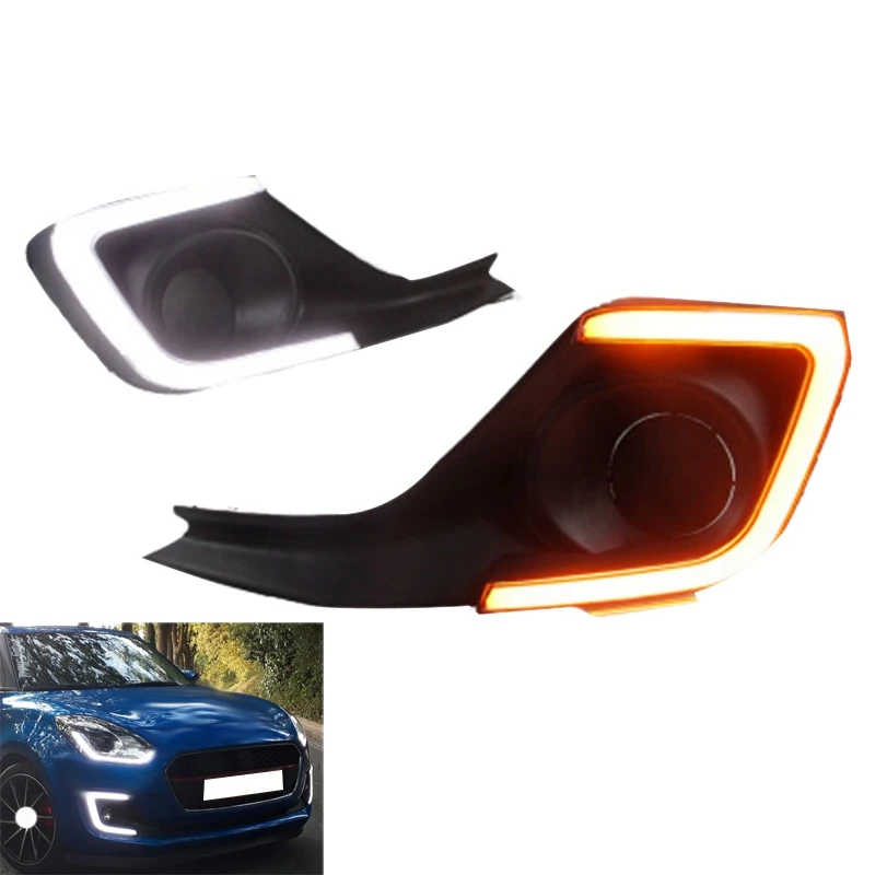 

For Suzuki Swift 2017 - 2019 12V Car Daytime Running Light Car Turn Signal Fog Lights Car Refit Lights