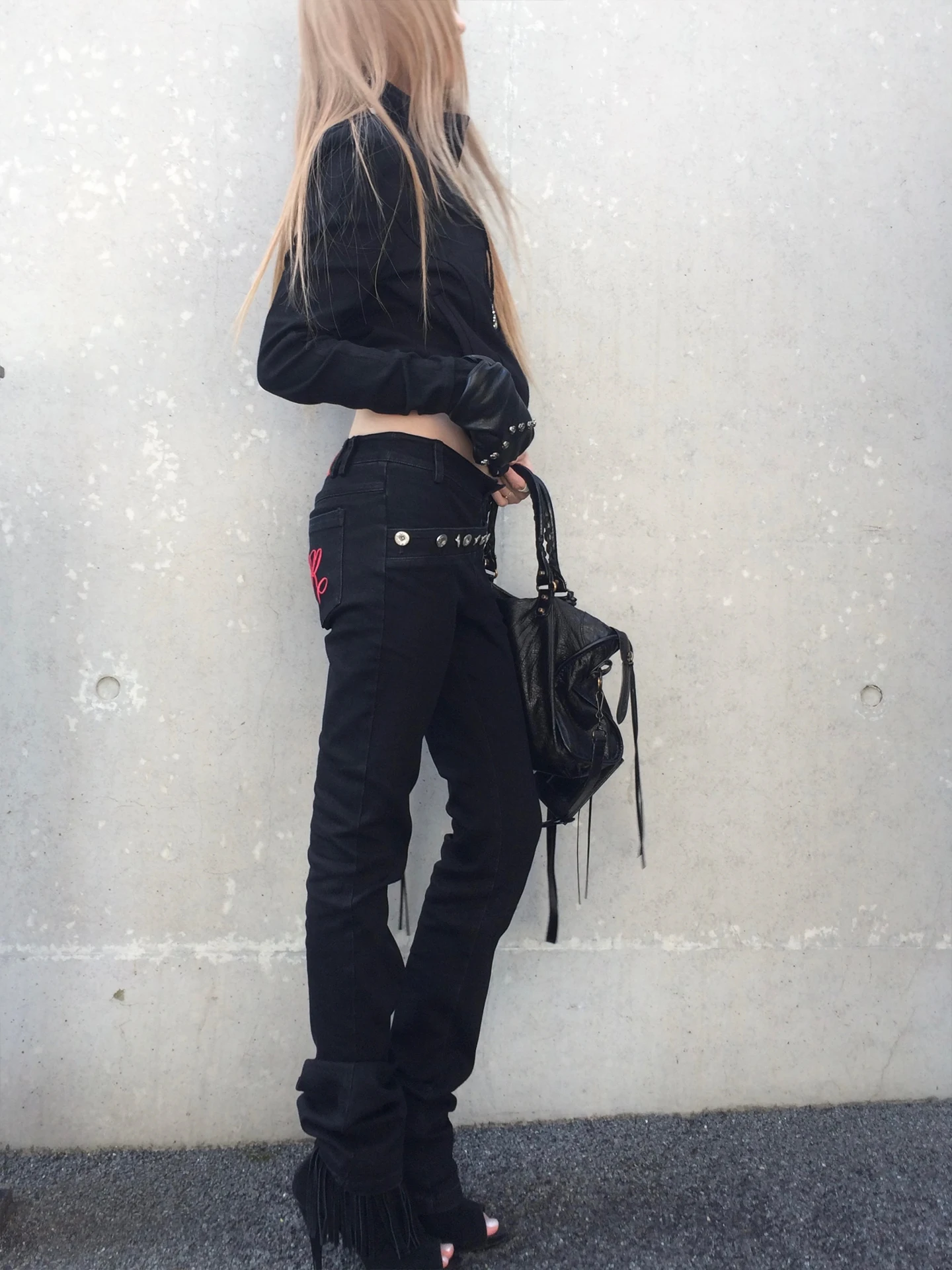 Low Waist Slim Fit Jeans Black Button Decorative Women's High Stretch Cotton Pants Rock Moment Fashion Ladies Premium Denim