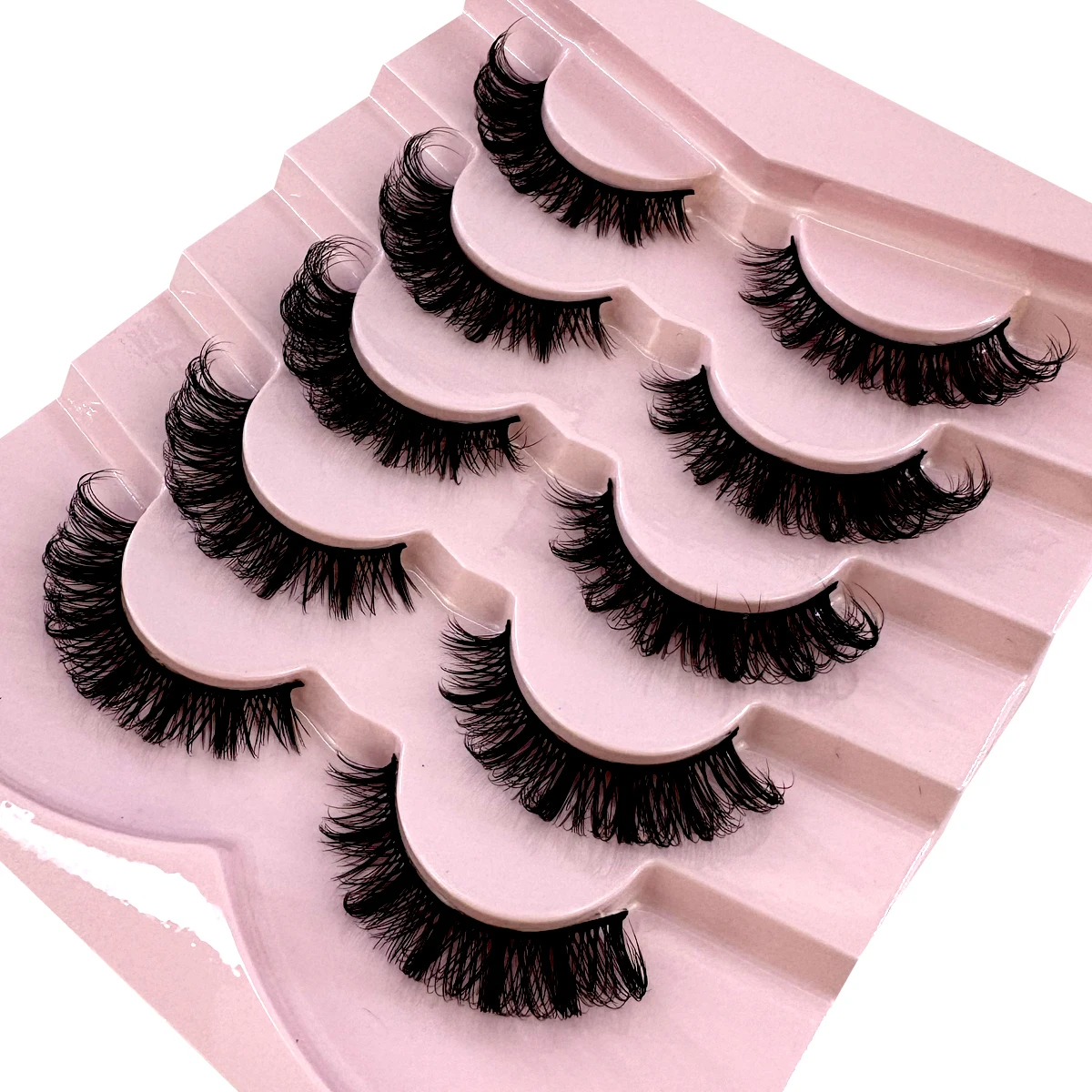AMSDCN new 5 pairs of natural long 3D artificial mink fur fluffy curled false eyelashes makeup natural eyelashes extended eyel