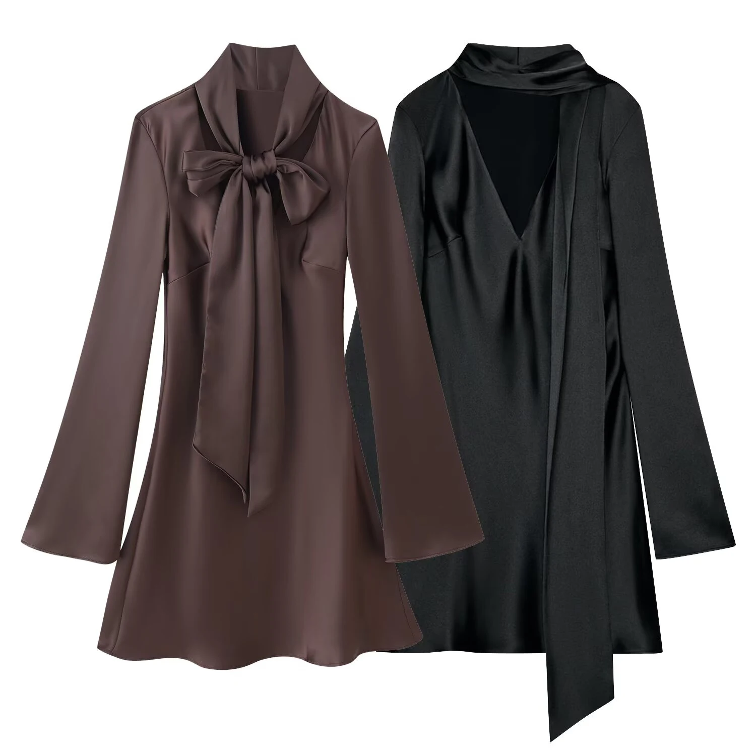 النمط الأوروبي والأمريكي 2025 الشتاء الملابس النسائية الجديدة نمط بسيط سليم صالح نسيج الحرير وشاح اللباس