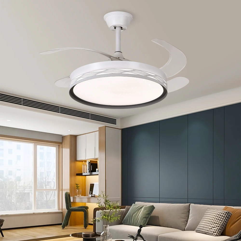 ceiling fan with light 42 inch Led ceiling lamp 110V 220V 3colours changing light super silent fans for room with remote control