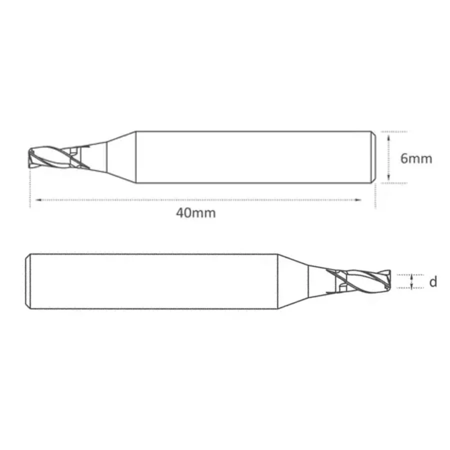 2 Pcs/lot Φ2.5xD6x40Lx4F Raize 55 Universal Series Carbide Milling Cutter Accessories For 363/333L/339/369/368A&B/383AC/388AC