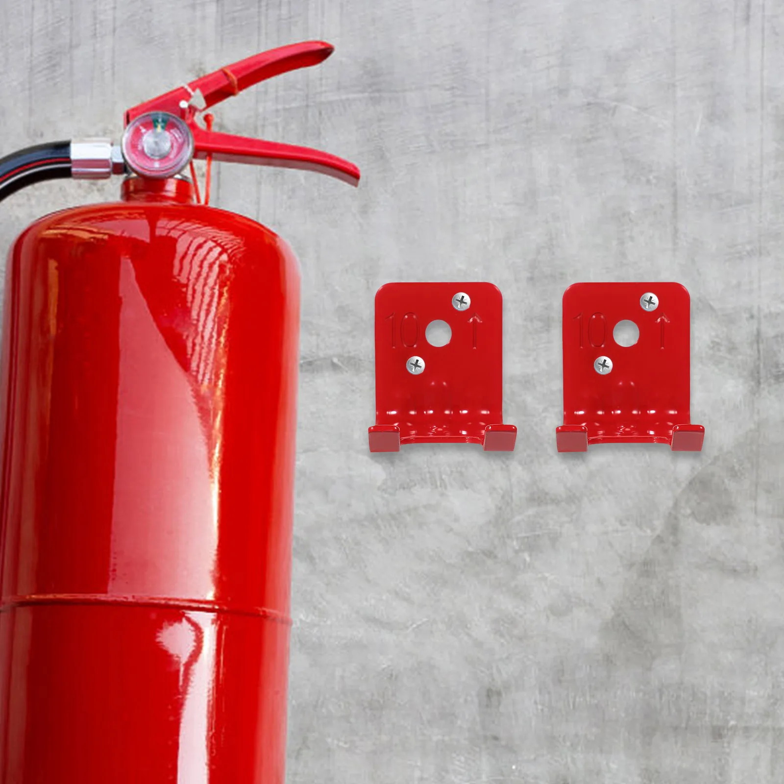 4 Pcs Fire Extinguisher Wall Mount Bracket Metal Wall-mounted Red Iron Hanging Brackets
