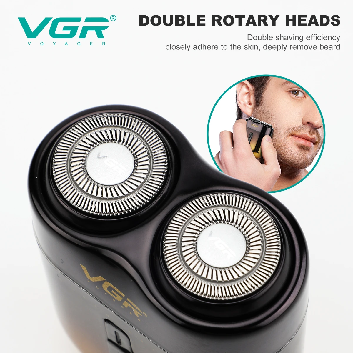 VGR New Convenient Electric Shaver Gradient Metal Shaver Double Blade Men's Shaver Home Travel Mini USB Hair Trimmer V-348