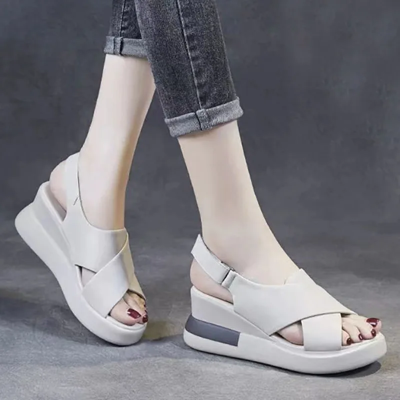 

New Women's Sandals Summer Fashion Elegant Sandals Woman Wedge Buckle Footwear Shoes Open Toe Women Female sandal